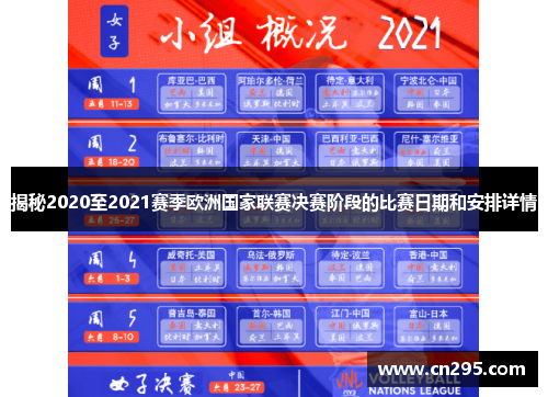 揭秘2020至2021赛季欧洲国家联赛决赛阶段的比赛日期和安排详情
