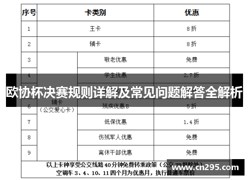 欧协杯决赛规则详解及常见问题解答全解析